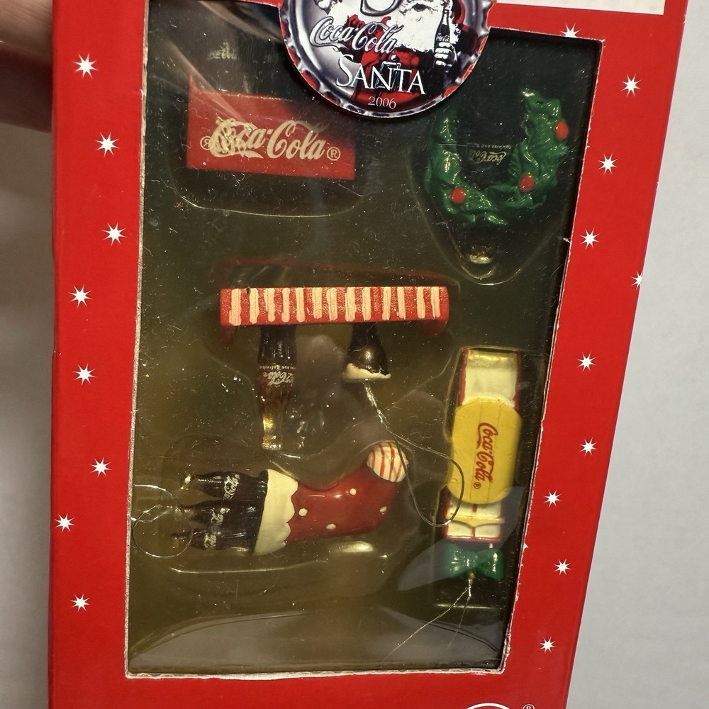Department 56 Mini Coca Cola Christmas Ornament 75th Anniversary Set 2006